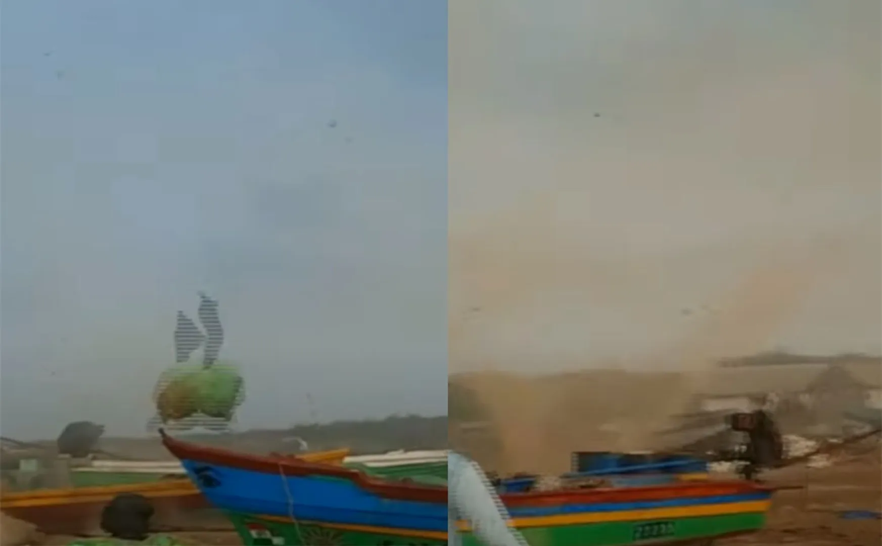 Sudden whirlwind; Flying stuff above!